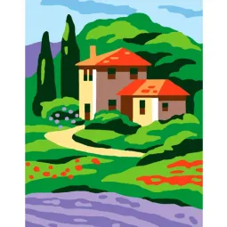 Kit de tapisserie avec toile imprimée 14x18 Cottage CDA3335K