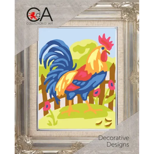 Tapestry Kit with printed canvas 14x18 Rooster CDA3334K