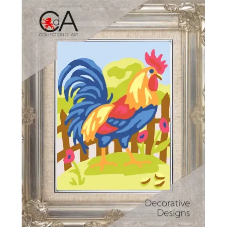 Gobelin-Set mit bedruckter Leinwand 14x18 Rooster CDA3334K