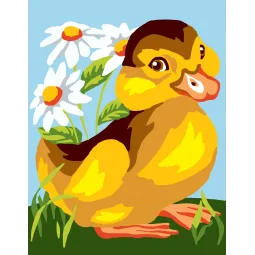 Gobeleno rinkinys su spausdintu drobės 14x18 antis su ramunėlėmis CDA3317K