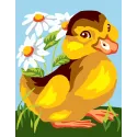 Gobelin-Set mit bedruckter Leinwand 14x18 Ente mit Gänseblümchen CDA3317K