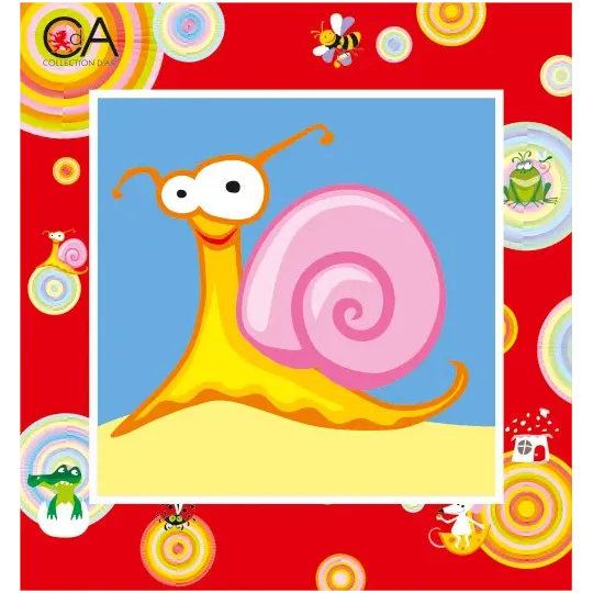 Gobelin-Set mit bedruckter Leinwand 15x15 Pink Snail CDA2017K