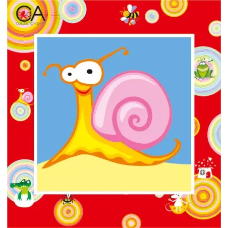 Gobelin-Set mit bedruckter Leinwand 15x15 Pink Snail CDA2017K