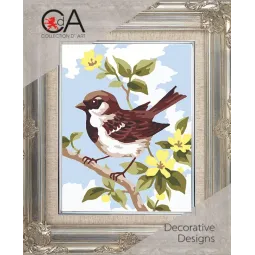 Kit de tapisserie avec toile imprimée 14x18 Marron Wren CDA3315K