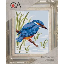 Kit de tapisserie avec canevas imprimé 14x18 King Fisher CDA3314K