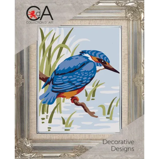 Kit de tapisserie avec canevas imprimé 14x18 King Fisher CDA3314K