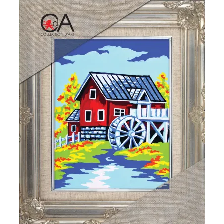 Tapestry Kit with printed canvas 14x18 Water mill CDA3299K
