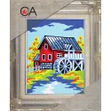 Kit de tapisserie avec toile imprimée 14x18 Moulin à eau CDA3299K