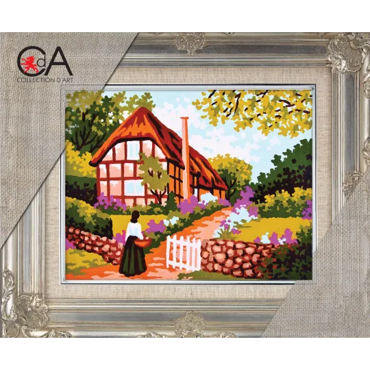 Gobelenų rinkinys su atspausdintu drobės paveikslu 14x18 Kaimo gyvenimas CDA3298K