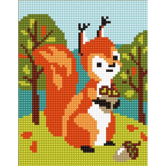 Tapestry Kit with printed canvas 14x18 Squirrel CDA3326K