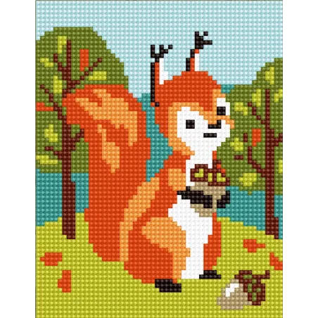 Tapestry Kit with printed canvas 14x18 Squirrel CDA3326K