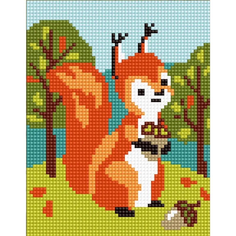 Tapestry Kit with printed canvas 14x18 Squirrel CDA3326K