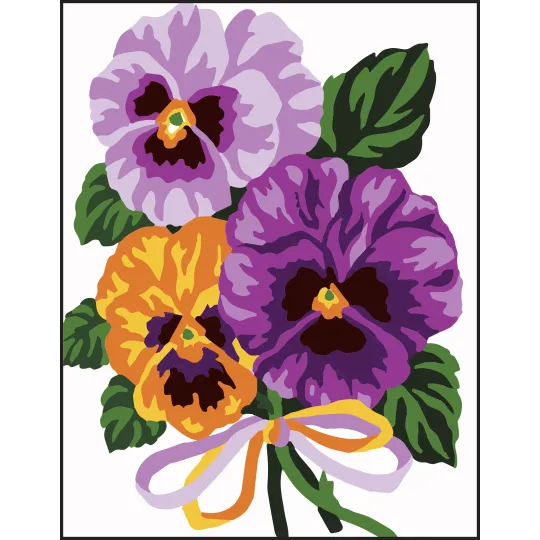 Gobelin-Set mit bedruckter Leinwand 14x18 Flowers CDA3287K