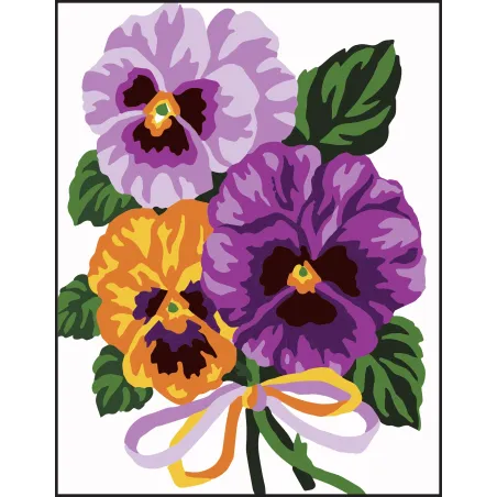 Kit de tapisserie avec toile imprimée 14x18 Fleurs CDA3287K