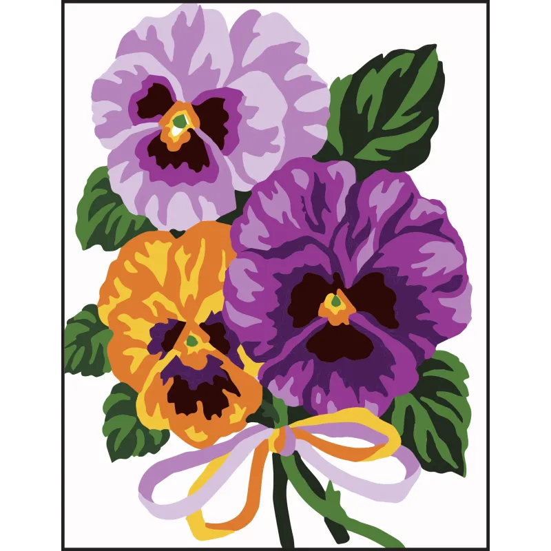 Kit de tapisserie avec toile imprimée 14x18 Fleurs CDA3287K