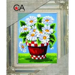 Kit tapisserie avec toile imprimée 14x18 Camomiles CDA3284K