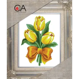 Tapestry Kit with printed canvas 14x18 Yellow tulips CDA3275K