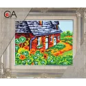 Tapestry Kit with printed canvas 14x18 Cottage in the village CDA3296K