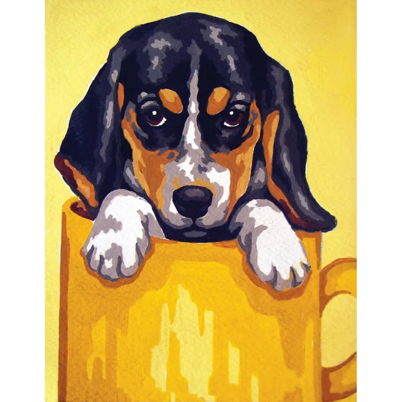 Gobelin-Set mit bedruckter Leinwand 14x18 Bassett Puppy CDA3267K