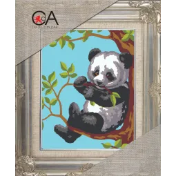 Kit de tapisserie avec toile imprimée 18x14 Panda sur l'arbre CDA3281K