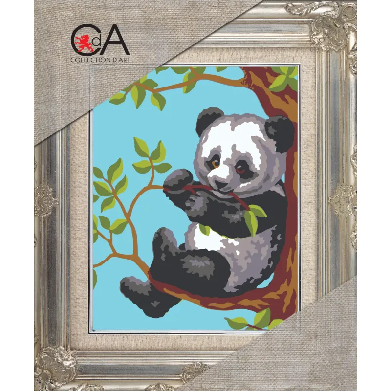 Gobelin-Set mit bedruckter Leinwand 18x14 Panda auf dem Baum CDA3281K