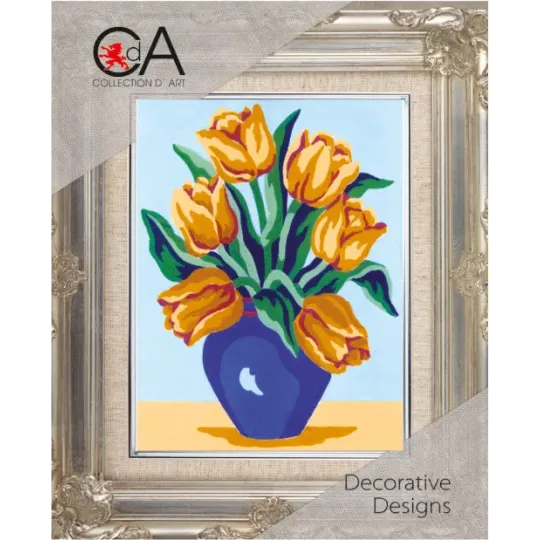 Tapestry Kit with printed canvas 14x18 Yellow Tulips CDA3240K