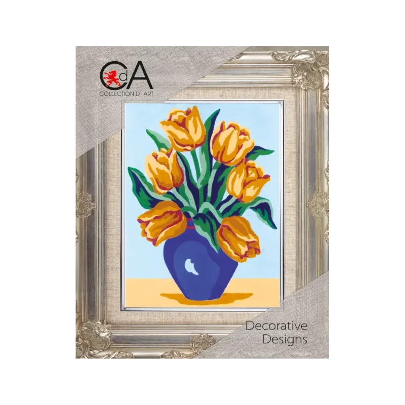 Gobelin-Set mit bedruckter Leinwand 14x18 Gelbe Tulpen CDA3240K