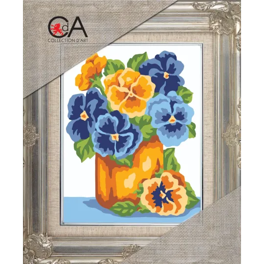 Gobelin-Set mit bedruckter Leinwand 18x14 Blumen in einer Vase CDA3232K