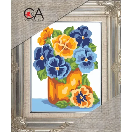 Kit de tapisserie avec toile imprimée 18x14 Fleurs dans un vase CDA3232K