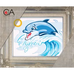 Kit de tapisserie avec toile imprimée 14x18 Attrape la vague ! CDA3227K