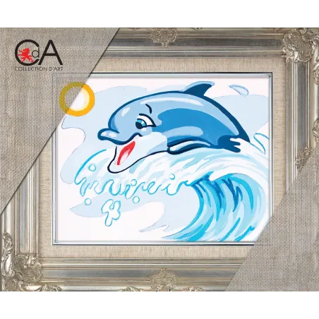 Kit de tapisserie avec toile imprimée 14x18 Attrape la vague ! CDA3227K