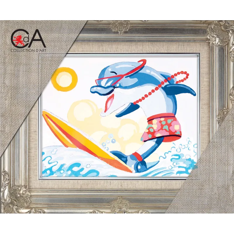 Набор гобеленов с печатным холстом 14x18 Dolphin Surfboard Riding CDA3225K