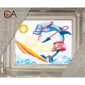 Набор гобеленов с печатным холстом 14x18 Dolphin Surfboard Riding CDA3225K