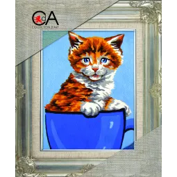 Tapestry Kit with printed canvas 14x18 Ginger Kitten CDA3269K