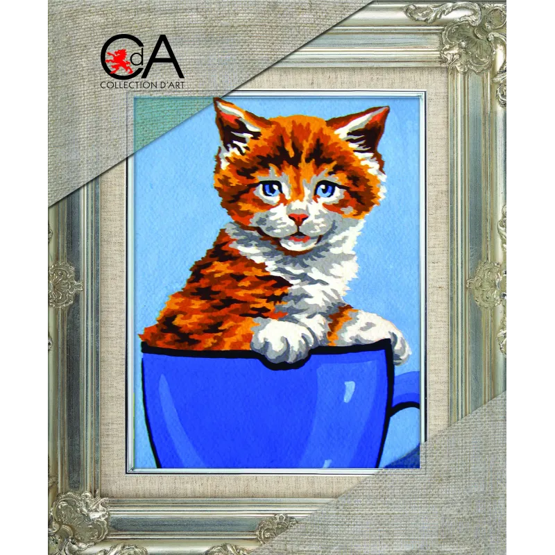 Kit de tapisserie avec toile imprimée 14x18 Chatons Roux CDA3269K