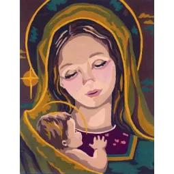 Tapestry Kit with printed canvas 14x18 Madonna & Child CDA3218K