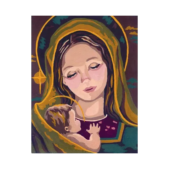Gobelin-Set mit bedruckter Leinwand 14x18 Madonna & Child CDA3218K