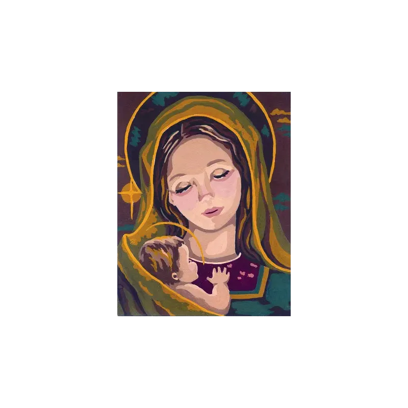 Gobelin-Set mit bedruckter Leinwand 14x18 Madonna & Child CDA3218K