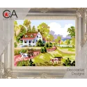 Kit tapisserie avec toile imprimée 14x18 Scène de ferme CDA3209K