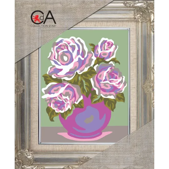 Kit de tapisserie avec toile imprimée 18x14 Fleurs dans un vase CDA3239K