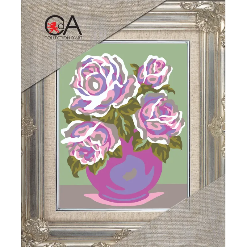 Tapestry Kit with printed canvas 18x14 Flowers in a vase CDA3239K