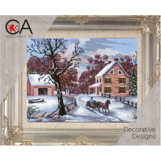 Tapestry Kit with printed canvas 14x18 Sleigh Ride CDA3207K