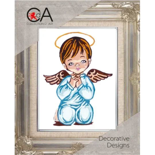 Tapestry Kit with printed canvas 14x18 Boy Angel Praying CDA3203K