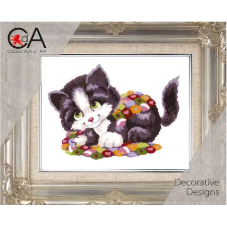 Gobeleno rinkinys su spausdintu drobės 14x18 Patchwork Kitten CDA3192K