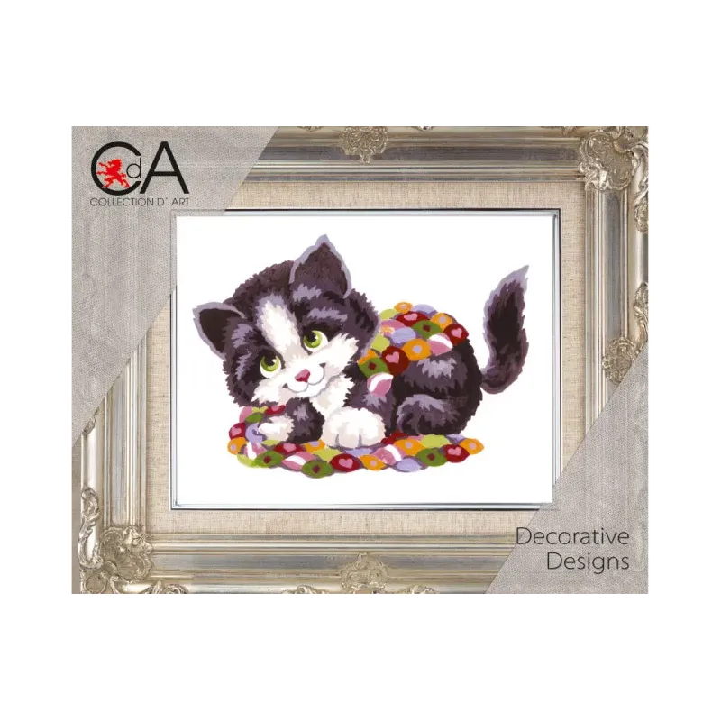 Gobelin-Set mit bedruckter Leinwand 14x18 Patchwork Kitten CDA3192K