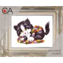 Tapestry Kit with printed canvas 14x18 Patchwork Kitten CDA3192K