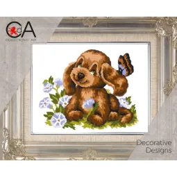 Набор гобеленов с печатным холстом 14x18 Puppy and Butterfly CDA3191K