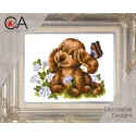 Kit de tapisserie avec toile imprimée 14x18 Chiot et Papillon CDA3191K