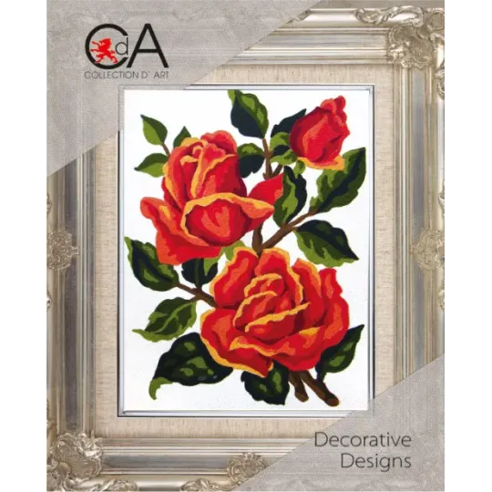 Gobelenų rinkinys su atspausdintu drobės 14x18 Orange Roses CDA3186K