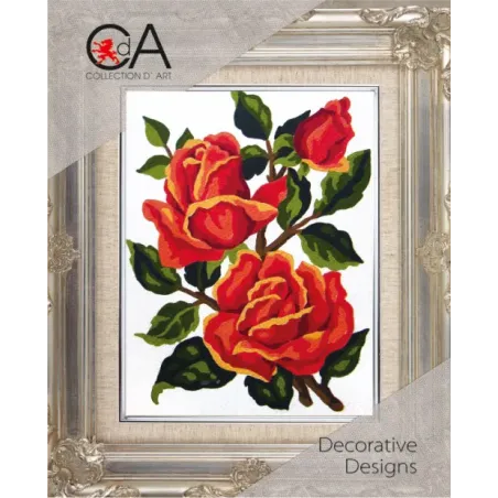 Gobelenų rinkinys su atspausdintu drobės 14x18 Orange Roses CDA3186K